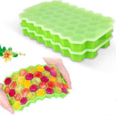 Silicone Ice Tray With Plastic Cover Cap | Push Pop Out Round Mini Ice Cube Trays – (1 Pc) (random Color)