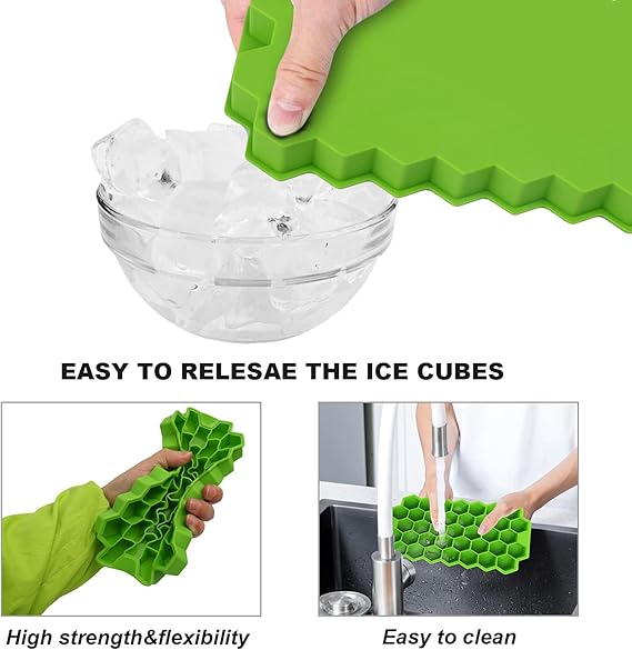 Silicone Ice Tray With Plastic Cover Cap | Push Pop Out Round Mini Ice Cube Trays – (1 Pc) (random Color)