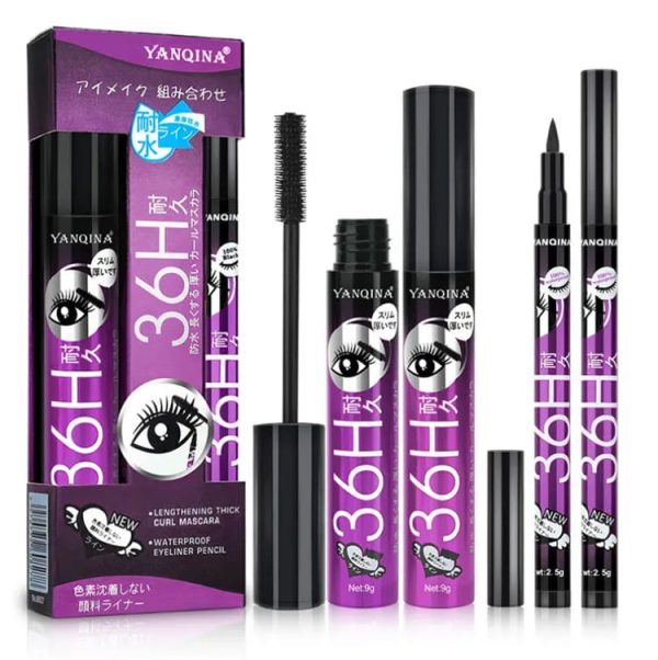 Yanqina Black Liquid Eyeliner + 3d Mascara (2 In 1)